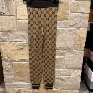 Gucci GG Monogram Knit Leggings - Beige/Brown -XS-NEW